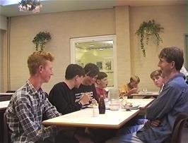 Mealtime at Sheringham youth hostel